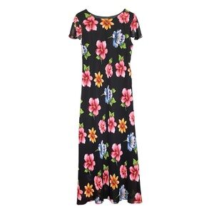 NWT VTG Mary McFadden  Dress BLK SZ 12 Floral Dark Fairy Maxi Flowy Whimsygoth